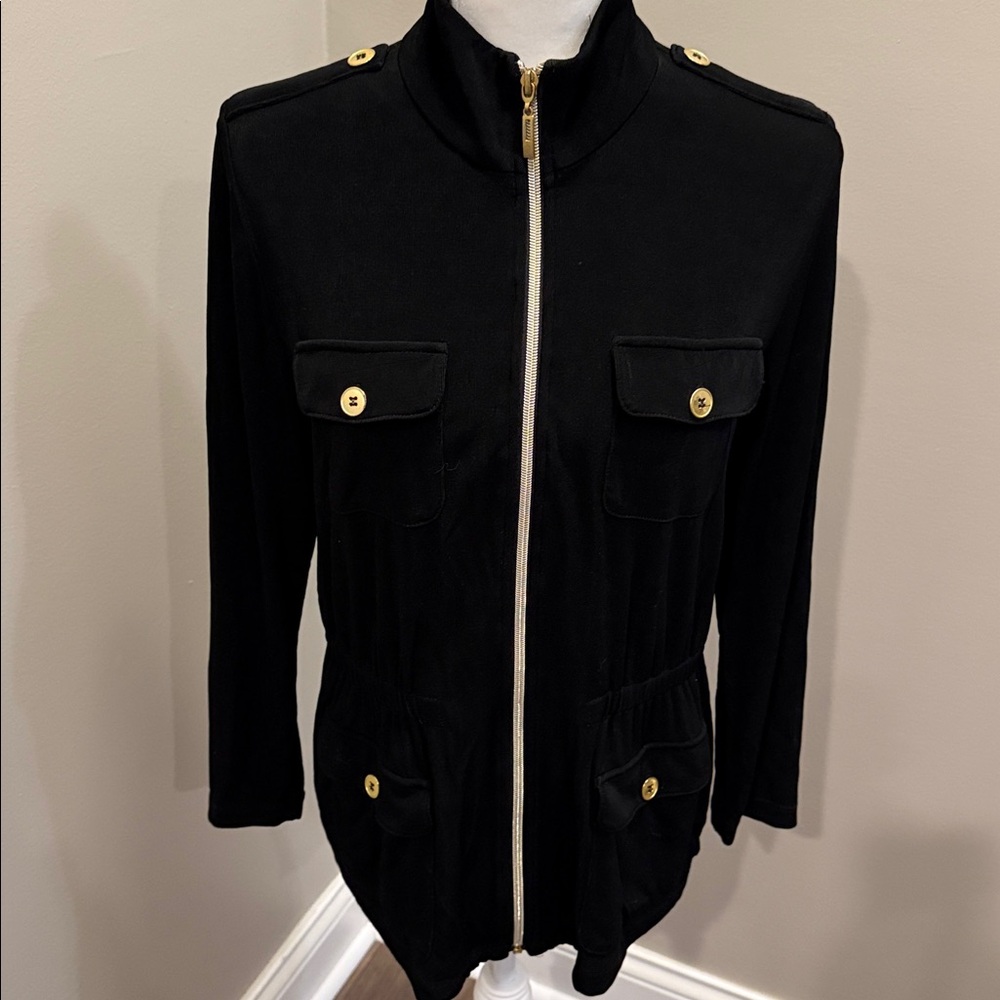 Chico’s Travelers Black Utility Zip Jacket Size 1